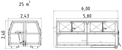 bild på ritning på stängd lastväxlare 25m3