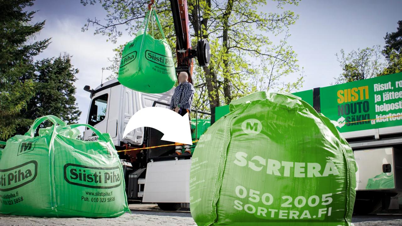 Byggsäckar vid en kravbil