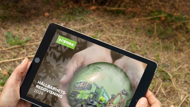Sorteras Hållbarhetsredovisning visas på iPad