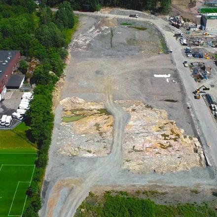 Drönarbild över sanerad mark