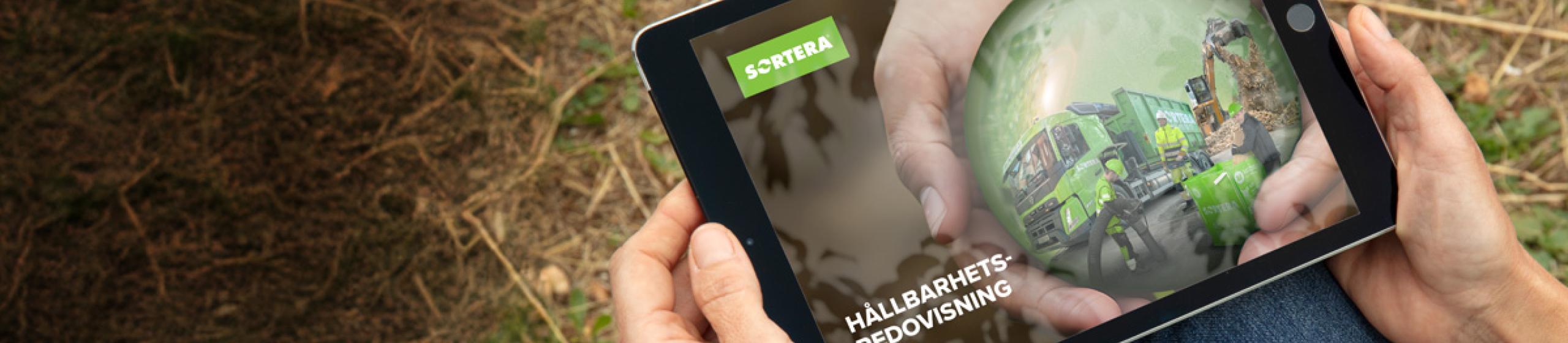Sorteras Hållbarhetsredovisning visas på iPad