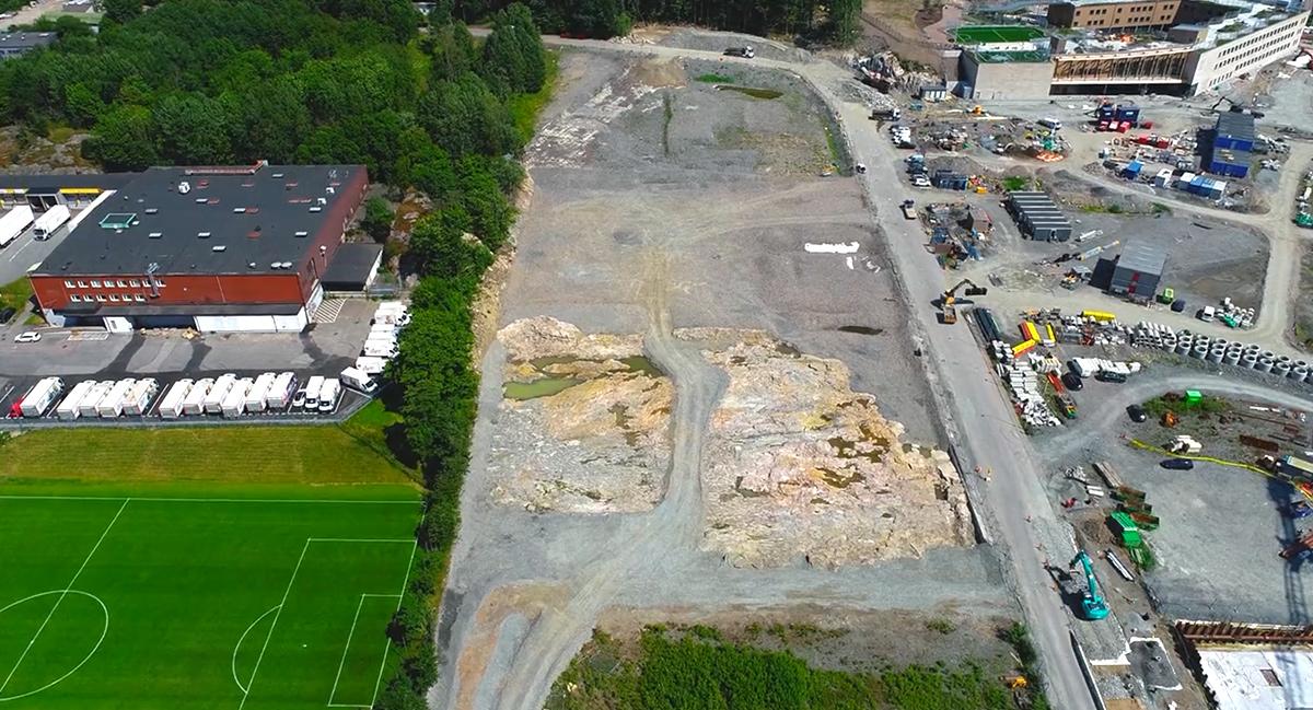 Drönarbild över sanerad mark